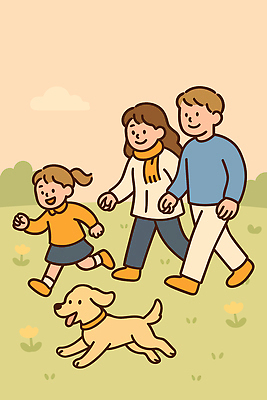 공원 행복 감정 일러스트 가족 모션 자연 놀이 함께함 웃음 소녀 일상 부모 달리기 운동 봄 산책 놀이공원 강아지 추억 즐거움 국내일러스트 AI파일 계절 공공시설 여자 어린이 컨셉 관계 휴식 표정 건강 라이프 반려동물 테마파크 개 생태계 파일형식 벡터