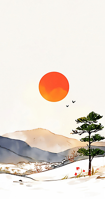 JPG 나무 백그라운드 겨울 일러스트 자연 조류 하늘 아침 새해 산 풍경 초록색 여름 설날 햇빛 태양 갈색 일출 숲 그림 동산 국내일러스트 AI일러스트 AI콘텐츠 주간 자연요소 식물 동물 계절 명절 컬러 노을 생태계 파일형식