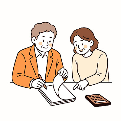 부부 여자 노년 남자 일러스트 회의 협력 직장 대화 협상 설명 노후 사무실 노부부 계산기 기록 업무 작업 집중 상담 문서 계약서 서명 문제해결 국내일러스트 AI파일 커플 컨셉 회사 비즈니스 모션 문구용품 말하기 사람 성인 장비 파일형식 벡터