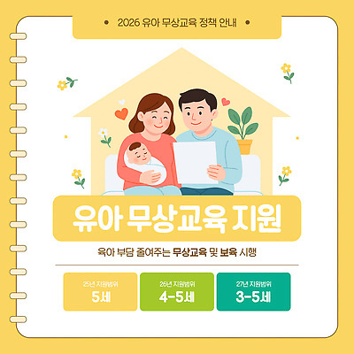 템플릿 교육 가족 안내 부모 자료 육아 아기 부담 정책 지원 2026년 무상교육 이미지템플릿 AI파일 관계 사람 연도 파일형식 벡터