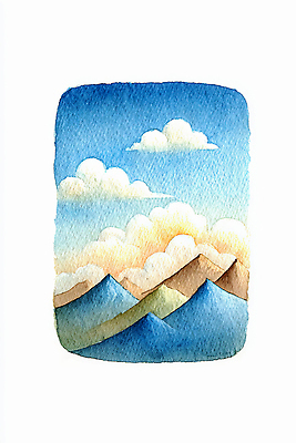 JPG 예술 컬러 백그라운드 일러스트 자연 하늘 수채화 산 미술 풍경 파란색 갈색 그림 화사함 국내일러스트 AI일러스트 AI콘텐츠 컨셉 문화예술 생태계 파일형식