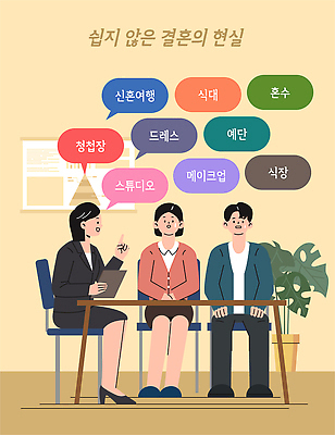 옷 다수 결혼 카드_감사 사람 이벤트 뷰티 오브젝트 전통혼례 파일형식 벡터 상담 결혼식 신혼여행 식단 드레스 예단 혼수품 청첩장 스튜디오 화장 식사 이야기 의견 질문 여러명 토론 일러스트 국내일러스트 AI파일