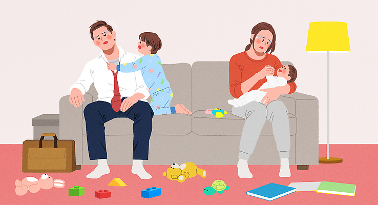 감정 컨셉 의자 가족 관계 사람 건물 라이프 파일형식 벡터 부모 어린이 소파 아기 장난감 방 모션 일과 놀이 피곤 무질서 일상 사랑 함께함 엄마 아빠 시간 주택 일러스트 국내일러스트 AI파일 자녀 육아