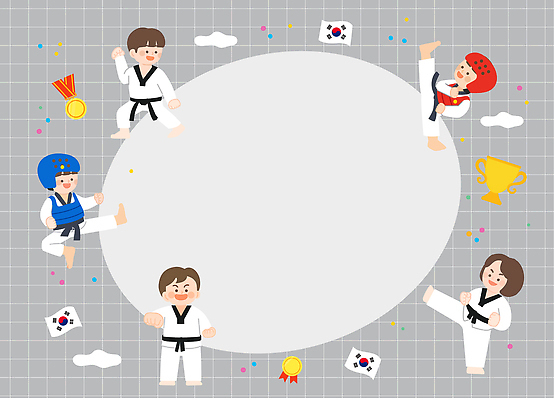 아시아 스포츠 모션 사람 격투기 최고 상_우승 상_상패 파일형식 벡터 태권도 운동선수 경기 한국 국기 포즈 메달 트로피 연습 우승 챔피언 협력 갈고리 킥 힘 기술 AI파일 일러스트 국내일러스트 예체능 어린이