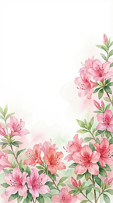 JPG 식물 디자인 꽃잎 꽃 예술 줄기 분홍색 컬러 백그라운드 잎 일러스트 자연 수채화 프레임 장식 장미 화환 봄 진달래 조화 구성 뷰티풀 생화 국내일러스트 계절 생태계 파일형식