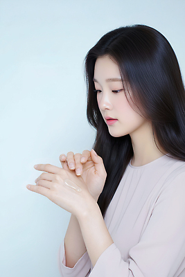 컨셉 사람 신체부위 뷰티 머리 화장품 CG 파일형식 AI포토 손 여자 수분크림 스킨케어 집중 피부 관리 작업 청춘 머리카락 상품 편집이미지 편집실사 JPG 의료성형뷰티 AI콘텐츠 AI인물포토