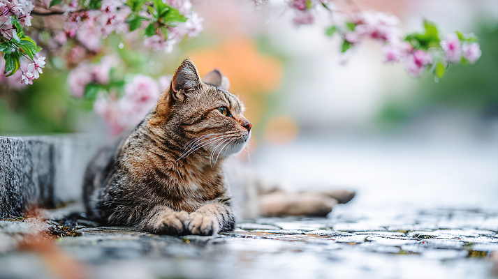 식물 동물 계절 컨셉 포유류 모션 휴식 반려동물 CG 생태계 파일형식 AI콘텐츠 고양이 꽃 나무 봄 자연 풍경 컬러 산책 거리 포즈 관찰 편집이미지 편집실사 JPG AI포토