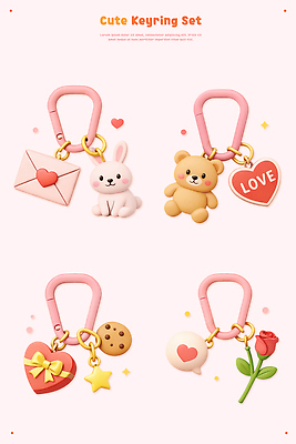 모양 인형 컨셉 포유류 열쇠 디저트 반려동물 3D 파일형식 열쇠꾸러미 귀여움 디자인 세트 장식 선물 오브젝트 동물 장난감 하트 편지 곰인형 토끼 쿠키 편집이미지 편집3D PSD 키링