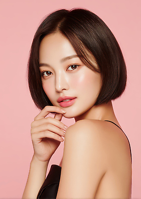 컬러 사람 신체부위 뷰티 촬영 CG 파일형식 AI포토 모델 여자 얼굴 분홍색 백그라운드 피부 손 턱 표정 사진촬영 헤어스타일 화장 스타일링 편집이미지 편집실사 JPG 의료성형뷰티 AI콘텐츠 AI인물포토