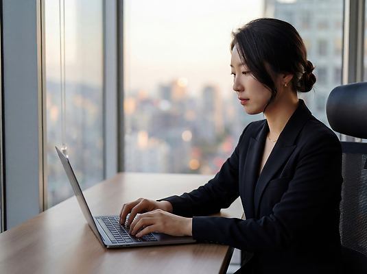옷 여자 컨셉 비즈니스 사람 풍경 라이프 전자제품 작업 직장인 야간 CG 파일형식 탑뷰 AI포토 사무실 노트북 도시 일상 저녁 모션 모던 업무 집중 전경 빛 컴퓨터 편집이미지 편집실사 JPG 의료성형뷰티 정장 비즈니스우먼 AI콘텐츠 AI인물포토