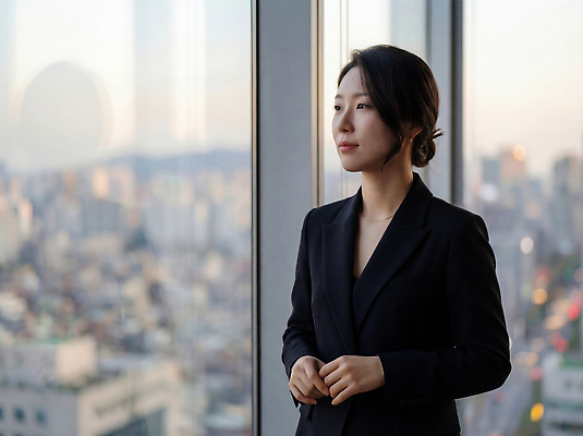 옷 여자 비즈니스 한국 사람 빌딩 라이프 노을 직장인 CG 파일형식 AI포토 서울 고층빌딩 창문 생각 일몰 풍경 사무실 시간 일상 작업 야외 편집이미지 편집실사 JPG 의료성형뷰티 정장 비즈니스우먼 AI콘텐츠 AI인물포토