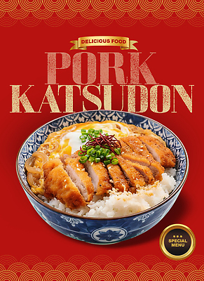 편집이미지 식기 음식 컬러 채소 식재료 알 커틀릿 파일형식 돈가스 덮밥 요리 밥 육류 튀김 식사 그릇 계란 파 간편조리식품 빨간색 맛집 이미지편집 PSD 일본음식