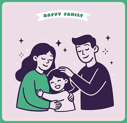 행복 감정 어린이 일러스트 가족 관계 포옹 놀이 함께함 사랑 웃음 부모 기쁨 시간 즐거움 소통 국내일러스트 AI파일 컨셉 안기 표정 사람 파일형식 벡터