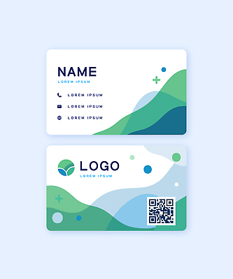 템플릿 컬러 명함 파일형식 벡터 비즈니스 디자인 심볼 이름 연락처 QR코드 그래픽 도형 단순화된 전문 마케팅 이미지템플릿 AI파일 초록색 파란색 명함템플릿
