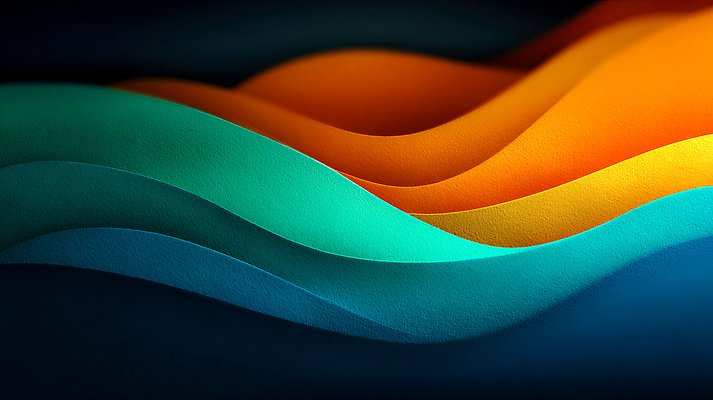 JPG 모양 편집이미지 디자인 물결 예술 컬러 백그라운드 곡선 추상 주황색 흐름 결합 웨이브 청록색 부드러움 어두운색 이미지편집 AI컴퓨터그래픽 AI콘텐츠 선 컨셉 무늬 감각 파일형식