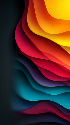 JPG 편집이미지 디자인 종이 예술 컬러 조각 백그라운드 곡선 추상 형상 그래픽 빨간색 파란색 노란색 주황색 웨이브 겹침 이미지편집 AI컴퓨터그래픽 AI콘텐츠 선 무늬 파일형식