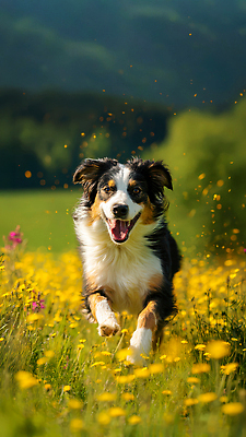 JPG 나무 편집이미지 꽃 꽃밭 자연 산 초원 야외 반려동물 달리기 흙 봄 개 강아지 즐거움 놀기 오후 편집실사 식물 동물 계절 감정 포유류 모션 CG 생태계 파일형식