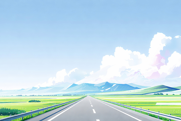 JPG 도로 길 여행 일러스트 자동차 자연 하늘 산 풍경 잔디 초원 여름 파란색 농장 시골 도착 출발 수평선 국내일러스트 AI일러스트 AI콘텐츠 식물 계절 육상교통 컬러 컨셉 농업 교통시설 생태계 파일형식