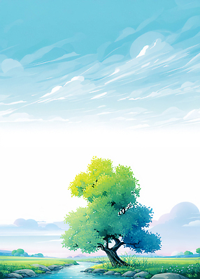 JPG 나무 일러스트 자연 하늘 생명 바람 풍경 초원 일상 물 소리 흐름 생태계 조화 뷰티풀 차분 국내일러스트 AI일러스트 AI콘텐츠 자연요소 식물 컨셉 날씨 라이프 파일형식