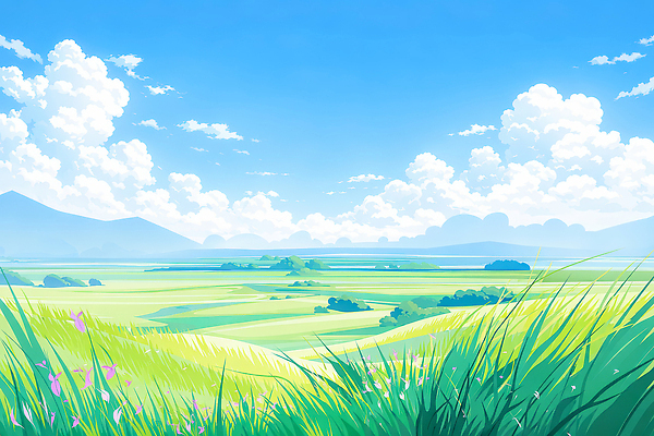 JPG 나무 식물 일러스트 자연 하늘 생명 산 풍경 초원 여름 햇빛 평화 환경 일몰 땅 지역 풍경화 국내일러스트 AI일러스트 AI콘텐츠 계절 컨셉 태양 노을 그림 생태계 파일형식