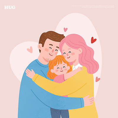 행복 어린이 일러스트 가족 포옹 사랑 미소 웃음 부모 소통 인간관계 국내일러스트 AI파일 감정 컨셉 관계 안기 표정 사람 파일형식 벡터