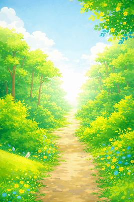 JPG 나무 식물 꽃 길 일러스트 자연 조류 생명 풍경 여름 파란색 햇빛 소풍 평화 산책 시간 숲 땅 조화 국내일러스트 AI일러스트 AI콘텐츠 동물 계절 컬러 컨셉 휴식 태양 야외활동 생태계 파일형식