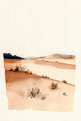 JPG 식물 예술 모래 컬러 일러스트 자연 하늘 산 풍경 갈색 물감 공간 사막 땅 물안경 언덕 그림 국내일러스트 AI일러스트 AI콘텐츠 미술도구 생태계 수영용품 파일형식