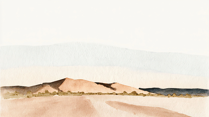 JPG 식물 지구 컬러 백그라운드 일러스트 자연 하늘 바람 수채화 산 건조 풍경 일몰 사막 그림 지형 멀리 평야 산맥 국내일러스트 자연요소 날씨 노을 생태계 파일형식