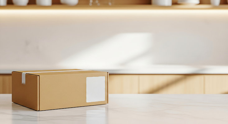 JPG 편집이미지 디자인 백그라운드 포장 가정 탁자 조명 실내 상자 주방 공간 오브젝트 택배 조리대 아이템 편집실사 AI컴퓨터그래픽 AI콘텐츠 가구 내부 운송업 CG 파일형식