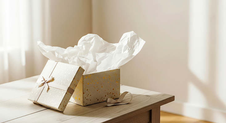 JPG 편집이미지 기념일 리본 종이 탁자 실내 선물 장식 상자 햇빛 파티 방 생일 포장지 택배 편집실사 AI컴퓨터그래픽 AI콘텐츠 가구 포장 이벤트 내부 태양 운송업 CG 파일형식