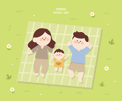 꽃 행복 어린이 일러스트 가족 자연 놀이 날씨 휴식 따뜻함 초원 성인 부모 햇빛 소풍 봄 공간 즐거움 봄소풍 국내일러스트 AI파일 식물 계절 감정 컨셉 관계 사람 태양 야외활동 생태계 파일형식 벡터