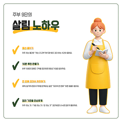 PSD 템플릿 가사 가족 모션 관리 요리 주방 메모지 청소 준비 주부 정리 살림 팁 효율 이미지템플릿 컨셉 관계 사무용품 파일형식