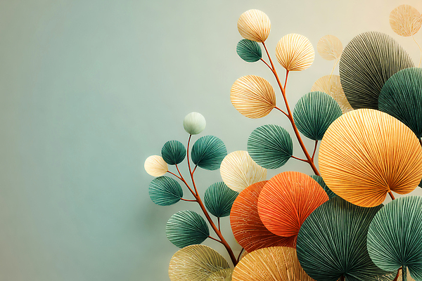 JPG 모양 식물 디자인 예술 컬러 백그라운드 일러스트 자연 장식 인테리어 원형 그림 부드러움 조화 구성 대칭 마감 색감 취향 국내일러스트 AI일러스트 AI콘텐츠 도형 감각 생태계 파일형식