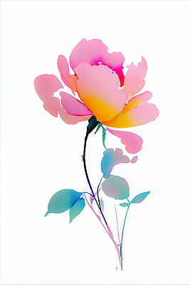 JPG 식물 디자인 꽃잎 꽃 화초 예술 줄기 분홍색 컬러 백그라운드 잎 일러스트 자연 수채화 장미 노란색 꽃집 그림 화가 뷰티풀 창작 국내일러스트 AI일러스트 AI콘텐츠 직업 상점 생태계 파일형식