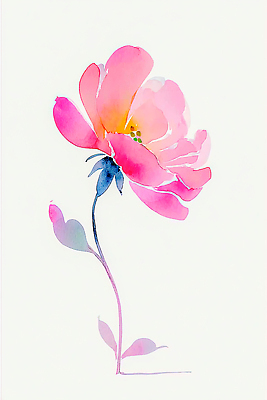 JPG 식물 꽃잎 꽃 예술 줄기 분홍색 컬러 백그라운드 잎 일러스트 자연 생명 수채화 그림자 여름 디지털 그림 조화 단순화된 뷰티풀 국내일러스트 AI일러스트 AI콘텐츠 계절 생태계 파일형식