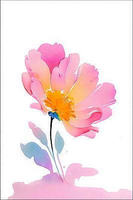 JPG 모양 디자인 꽃잎 꽃 예술 줄기 분홍색 컬러 백그라운드 잎 일러스트 자연 표시 수채화 밝음 노란색 그림 단순화된 창작 국내일러스트 AI일러스트 AI콘텐츠 식물 생태계 파일형식