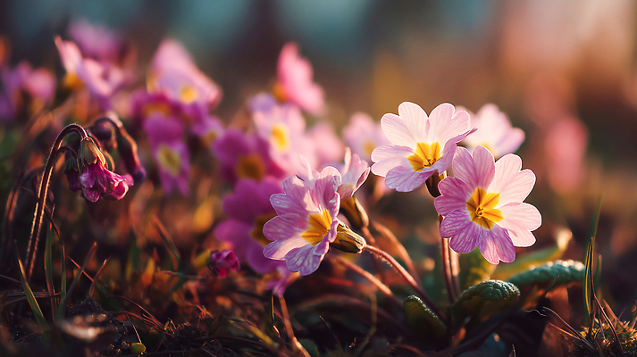 JPG 식물 편집이미지 꽃 컬러 자연 생명 풍경 초원 햇빛 환경 정원 보라색 봄 들꽃 조화 뷰티풀 편집실사 AI포토 AI콘텐츠 계절 태양 CG 생태계 파일형식