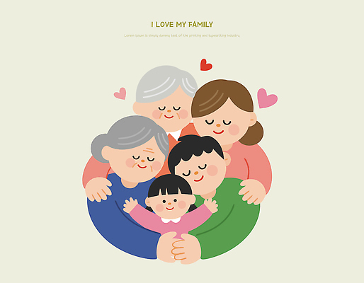 행복 어린이 일러스트 가족 관계 포옹 놀이 함께함 따뜻함 사랑 웃음 부모 기쁨 모임 시간 소통 조부모 유대감 국내일러스트 AI파일 감정 컨셉 안기 표정 사람 파일형식 벡터