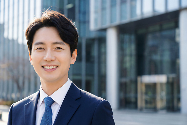 JPG 편집이미지 남자 얼굴 비즈니스 날씨 미소 웃음 사람 정장 건물 사무실 직장인 도심 모던 출근 조경 의료성형뷰티 편집실사 AI인물포토 AI콘텐츠 직업 건축물 옷 표정 신체부위 도시 CG 출퇴근 파일형식 AI포토