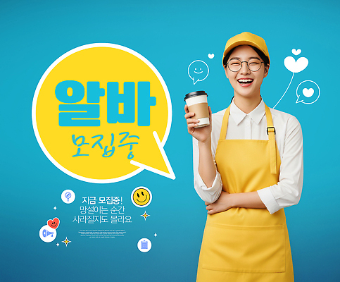 PSD 편집이미지 커피 모션 웃음 사람 공간 작업 조리복 알림 서비스 일자리 모집 지원 채용 의료성형뷰티 이미지편집 음료 유니폼 비즈니스 표정 파일형식