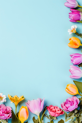 JPG 모양 식물 편집이미지 원피스 꽃 컬러 백그라운드 자연 국화 파란색 장미 튤립 분위기 배열 데이지 화사함 꽃프레임 편집실사 AI포토 AI콘텐츠 옷 컨셉 프레임 CG 생태계 파일형식