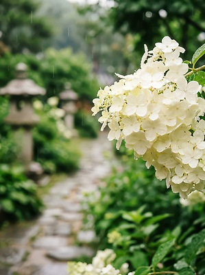 JPG 식물 편집이미지 꽃 자연 날씨 풍경 여름 정원 산책 차도 흰색 비 돌길 편집실사 AI포토 AI콘텐츠 자연요소 계절 도로 길 컬러 휴식 CG 생태계 파일형식