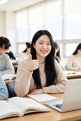 JPG 편집이미지 학생 대학생 손가락 교실 수업 웃음 책 친구 학습 컴퓨터 교사 공책 자료 발표 대학교 개강 개학 의료성형뷰티 편집실사 AI인물포토 AI콘텐츠 직업 손 교육 학교 관계 문구용품 표정 전자제품 CG 파일형식 AI포토
