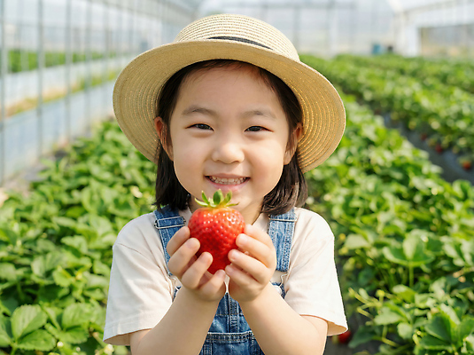 JPG 편집이미지 손 행복 어린이 농업 과일 가정 자연 딸기 웃음 햇빛 농장 농사 수확 체험 비닐하우스 딸기밭 텃밭 의료성형뷰티 딸기농장 편집실사 AI인물포토 AI콘텐츠 감정 산업 컨셉 밭 표정 사람 신체부위 태양 CG 생태계 파일형식 AI포토