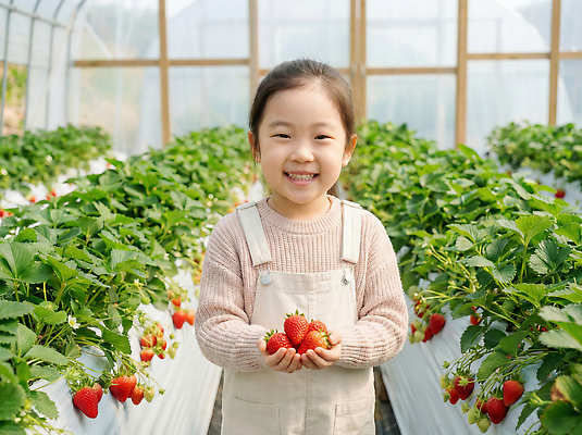 JPG 식물 편집이미지 어린이 농업 채소 가족 자연 놀이 생명 딸기 웃음 여름 농장 농사 수확 체험 비닐하우스 온실 의료성형뷰티 딸기농장 편집실사 AI인물포토 AI콘텐츠 계절 산업 컨셉 과일 관계 표정 사람 CG 생태계 파일형식 AI포토