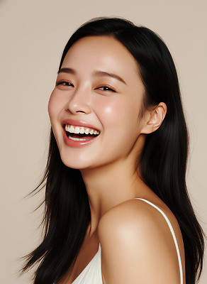 JPG 모델 편집이미지 긴머리 여자 포즈 백그라운드 스튜디오 표정 건강 미소 웃음 카메라 촬영 피부 뷰티풀 의료성형뷰티 편집실사 AI인물포토 AI콘텐츠 헤어스타일 사람 신체부위 전자제품 CG 파일형식 AI포토