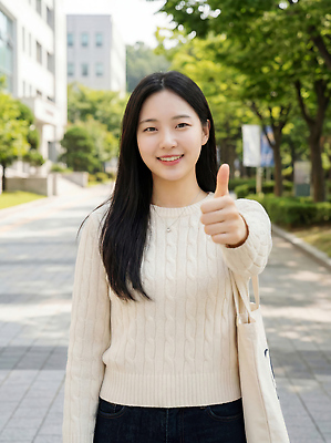 JPG 나무 편집이미지 공원 여학생 감정 길 손가락 모션 서울 웃음 건물 일상 햇빛 엄지손가락 카디건 의료성형뷰티 편집실사 AI인물포토 AI콘텐츠 식물 학생 건축물 손 공공시설 여자 한국 표정 라이프 태양 외투 CG 파일형식 AI포토