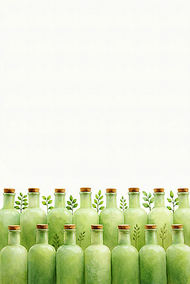 JPG 식물 디자인 음료 백그라운드 일러스트 자연 유리병 수채화 주택 실내 생활 장식 초록색 환경 수확 상품 오브젝트 식물원 정리 수경재배 국내일러스트 AI일러스트 AI콘텐츠 컬러 농업 병_용기 내부 건물 생태계 파일형식