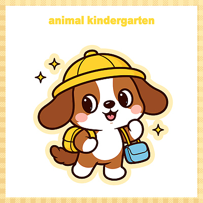 동물 캐릭터 교육 어린이 가방 일러스트 모션 놀이 아침 미소 친구 반려동물 학습 유치원 강아지 즐거움 외출 그림 일러캐릭터 AI파일 주간 잡화 감정 관계 표정 사람 개 파일형식 벡터