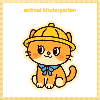 동물 캐릭터 디자인 리본 얼굴 어린이 컬러 일러스트 모션 놀이 앉기 친구 반려동물 노란색 귀여움 고양이 유치원 동반자 일러캐릭터 AI파일 교육 컨셉 포유류 관계 사람 신체부위 파일형식 벡터